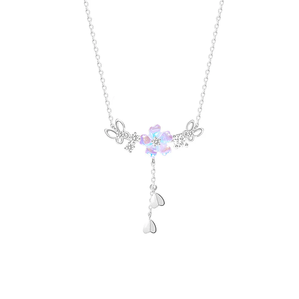 “Sakura Flutter” S925 Sterling Silver Cherry Blossom Tassel Jewelry Set - Image 3