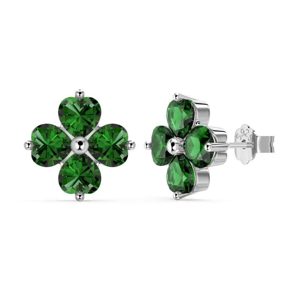 "Sakura Heart" 925 Sterling Silver Green Zircon Jewelry Set - Image 3
