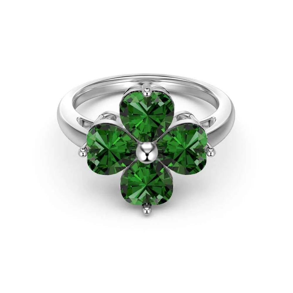 "Sakura Heart" 925 Sterling Silver Green Zircon Jewelry Set - Image 4