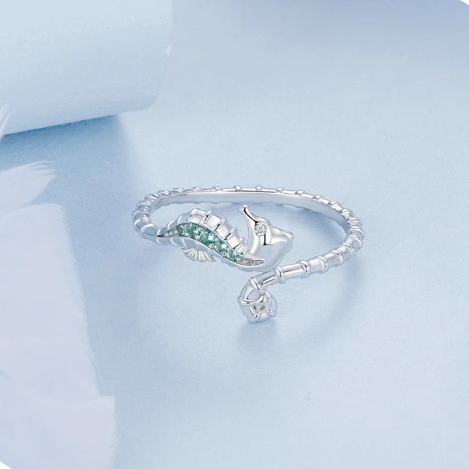 “Seabreeze Seahorse” S925 Sterling Silver Open Ring - Image 3