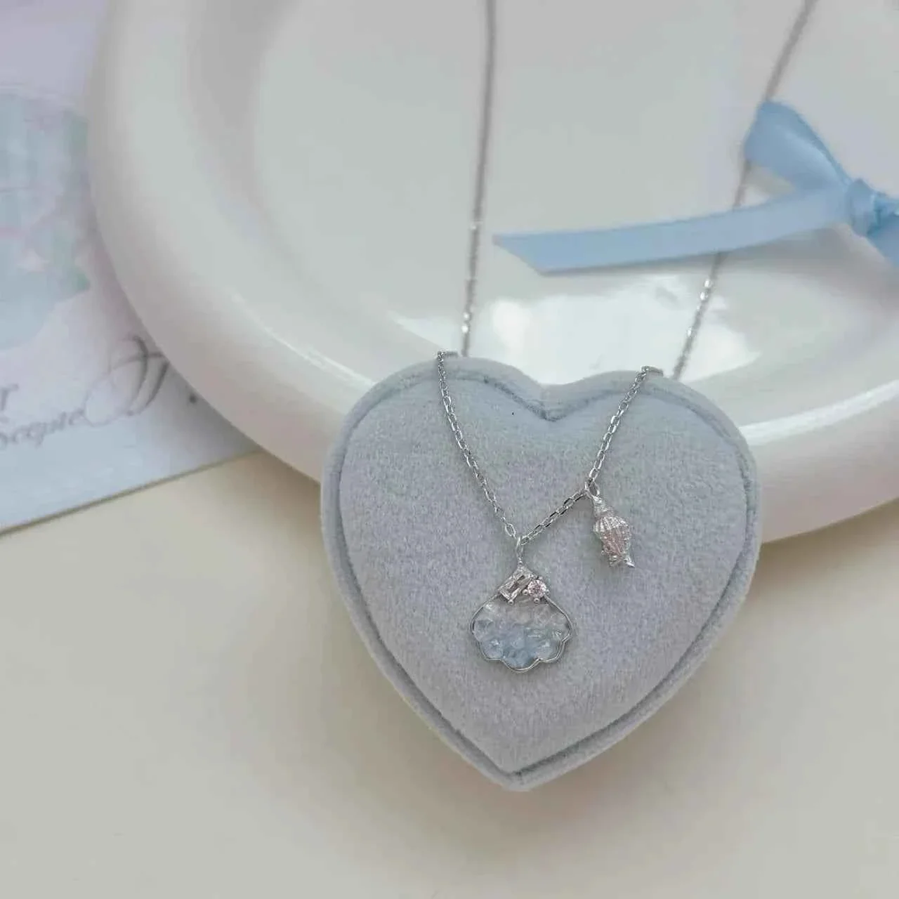 "Shattered Ice Elegance" 925 Sterling Silver Shell Necklace with Crystal - Cool, Chic, and Timeless - Image 3