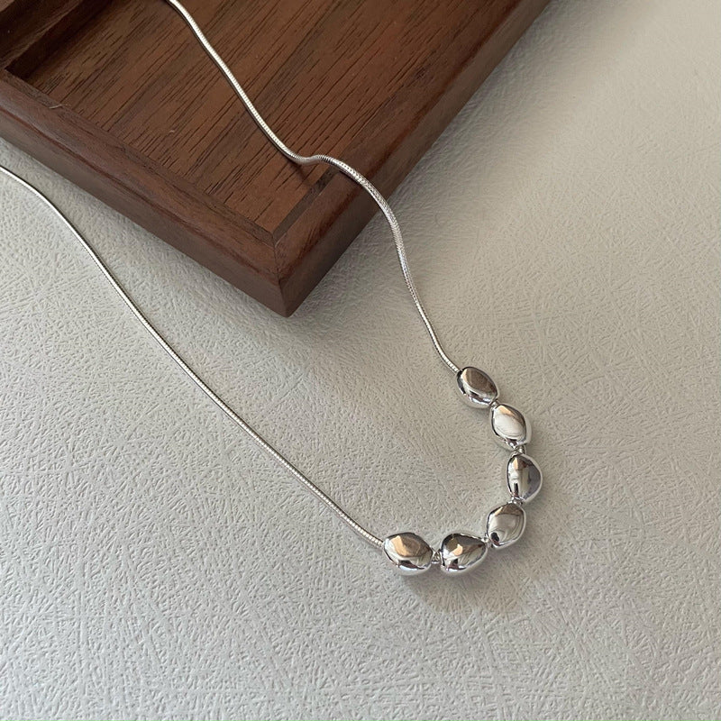 "Silver Beans" 925 Sterling Silver Necklace & Bracelet Set - Image 4