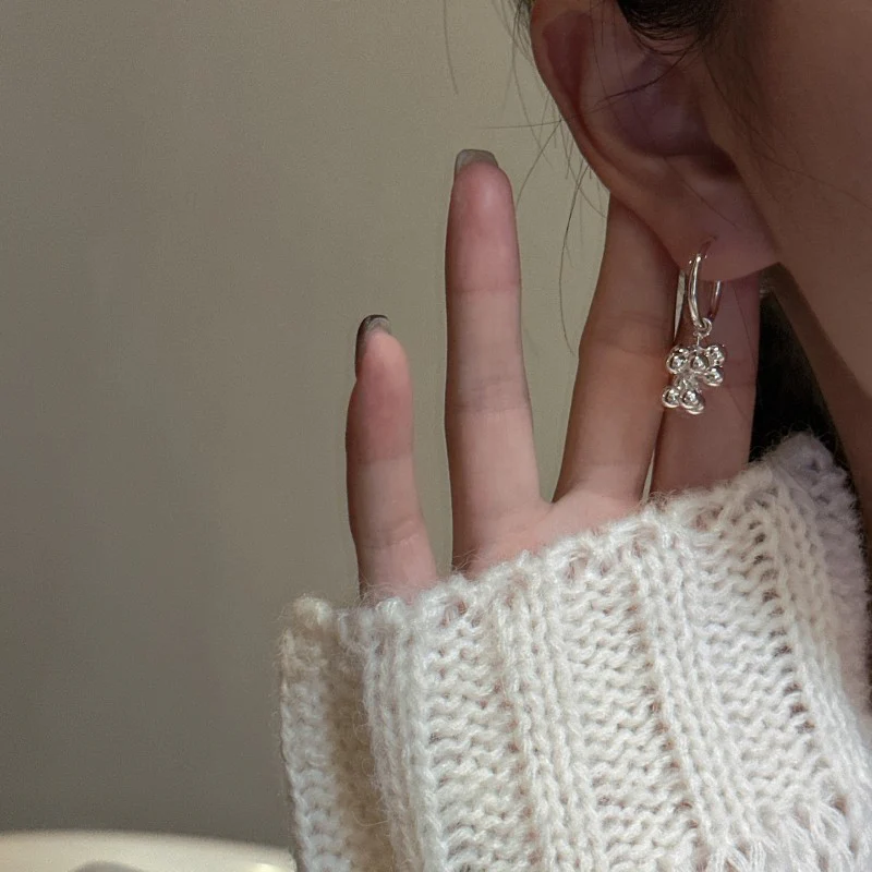 "Silver Grapes" 925 Sterling Silver Minimalist Earrings - Image 2