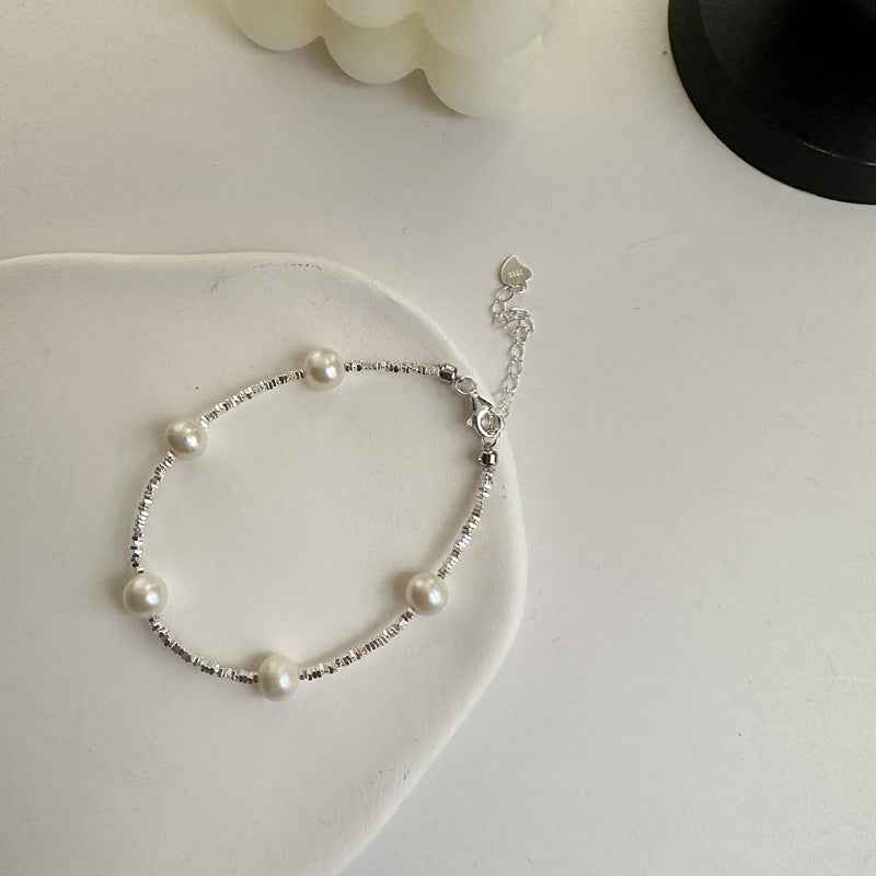 "Silvered Pearl" 925 Sterling Silver Freshwater Pearl Necklace & Bracelet - Image 4