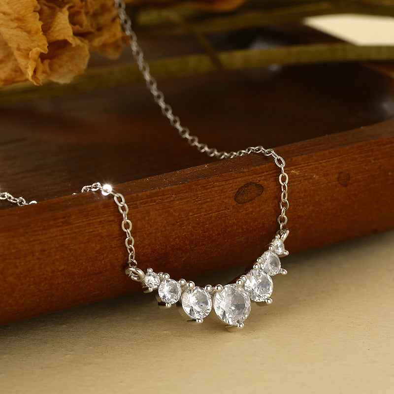 "Smiling Radiance" 925 Sterling Silver Micro-Pavé Zircon Necklace - Image 4
