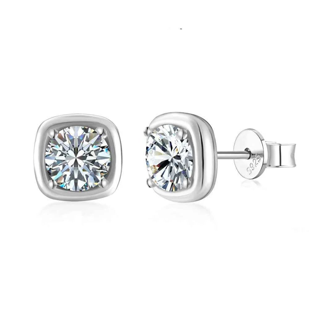 “Soft Halo” 925 Sterling Silver Minimalist Cushion Stud Earrings