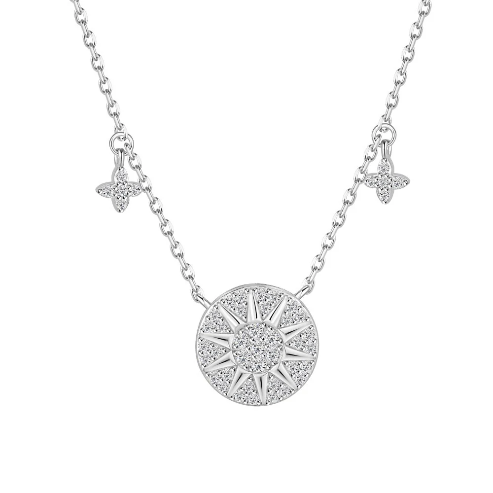 “Solar Éclat” 925 Sterling Silver Sun Disc Necklace - Image 3