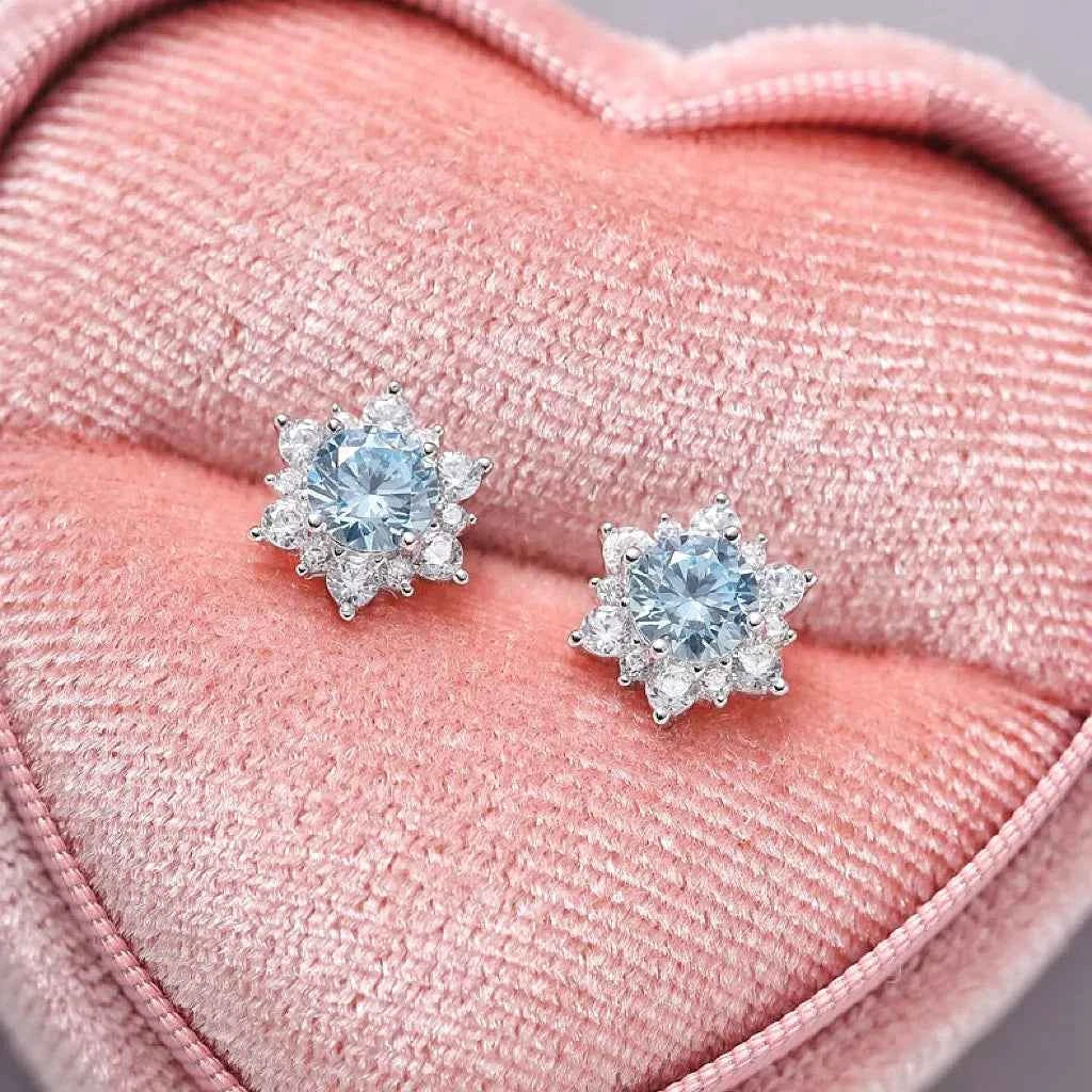 "Sparkling Snowflake" 925 Sterling Silver Stud Earrings - Dazzling and Elegant - Image 5
