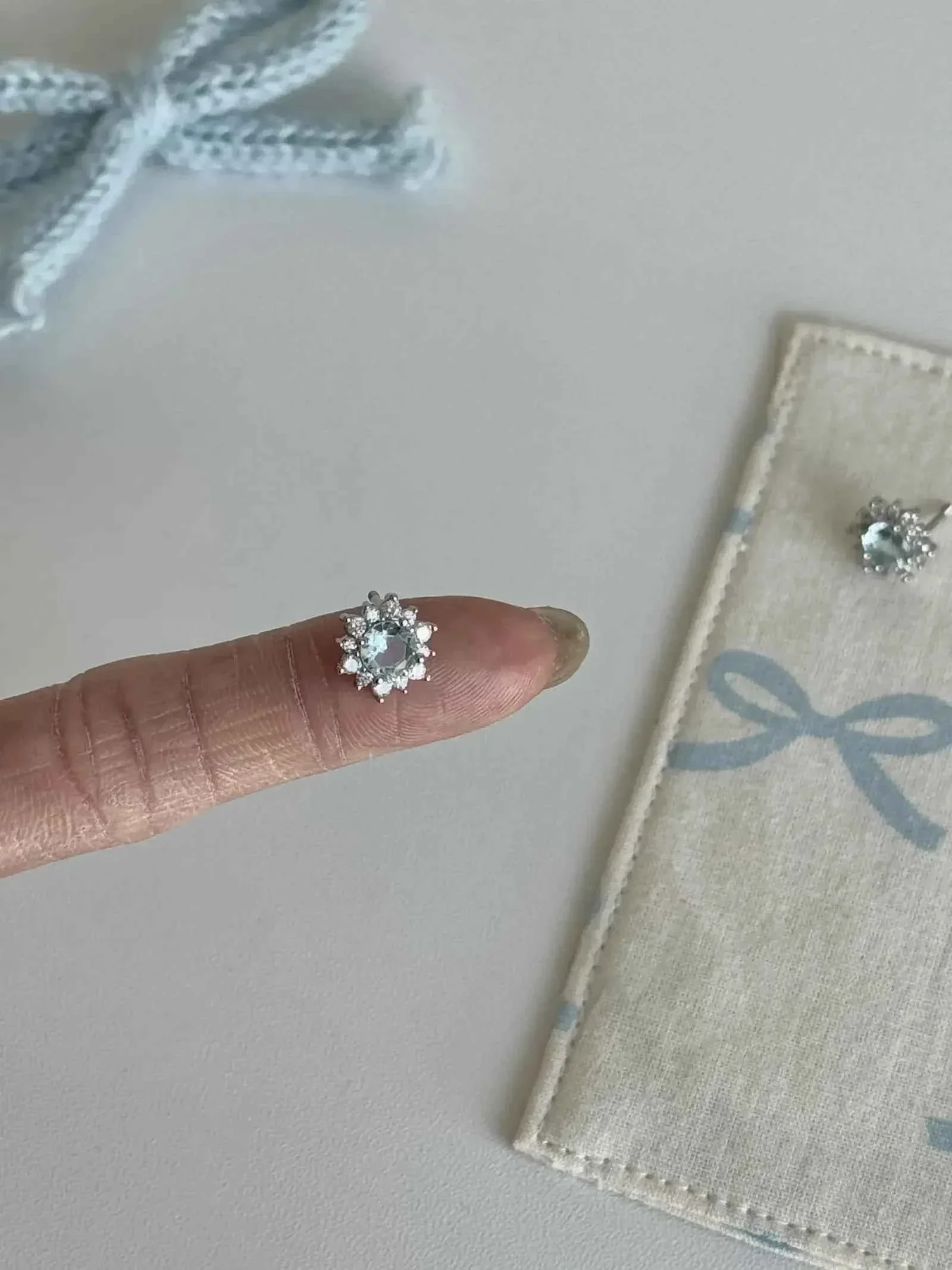 "Sparkling Snowflake" Blue Zircon Titanium Steel Stud Earrings - Delicate, Unique, and Sweet - Image 2