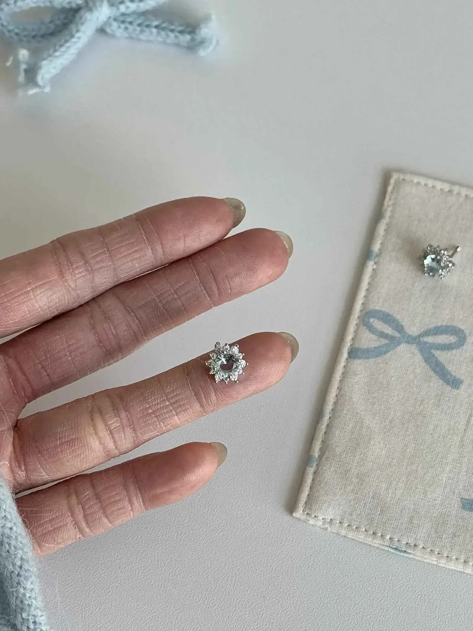 "Sparkling Snowflake" Blue Zircon Titanium Steel Stud Earrings - Delicate, Unique, and Sweet - Image 4
