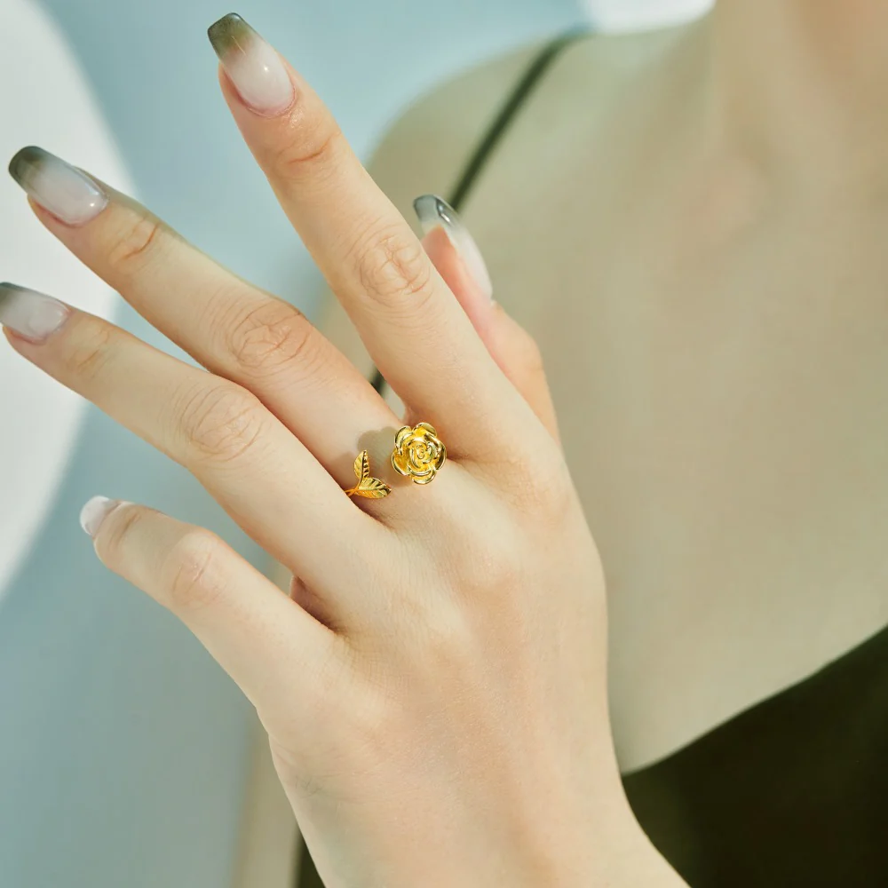 “Spinning Rose” 925 Sterling Silver Rotating Open Ring - Image 3