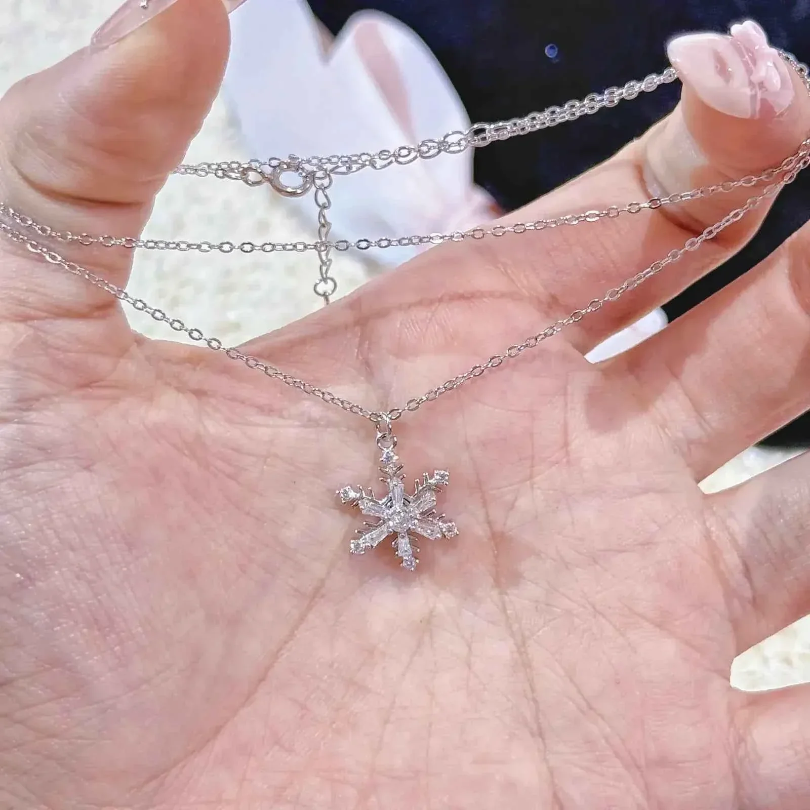 "Spinning Snowflake" 925 Sterling Silver Necklace - Unique and Hypoallergenic - Image 6