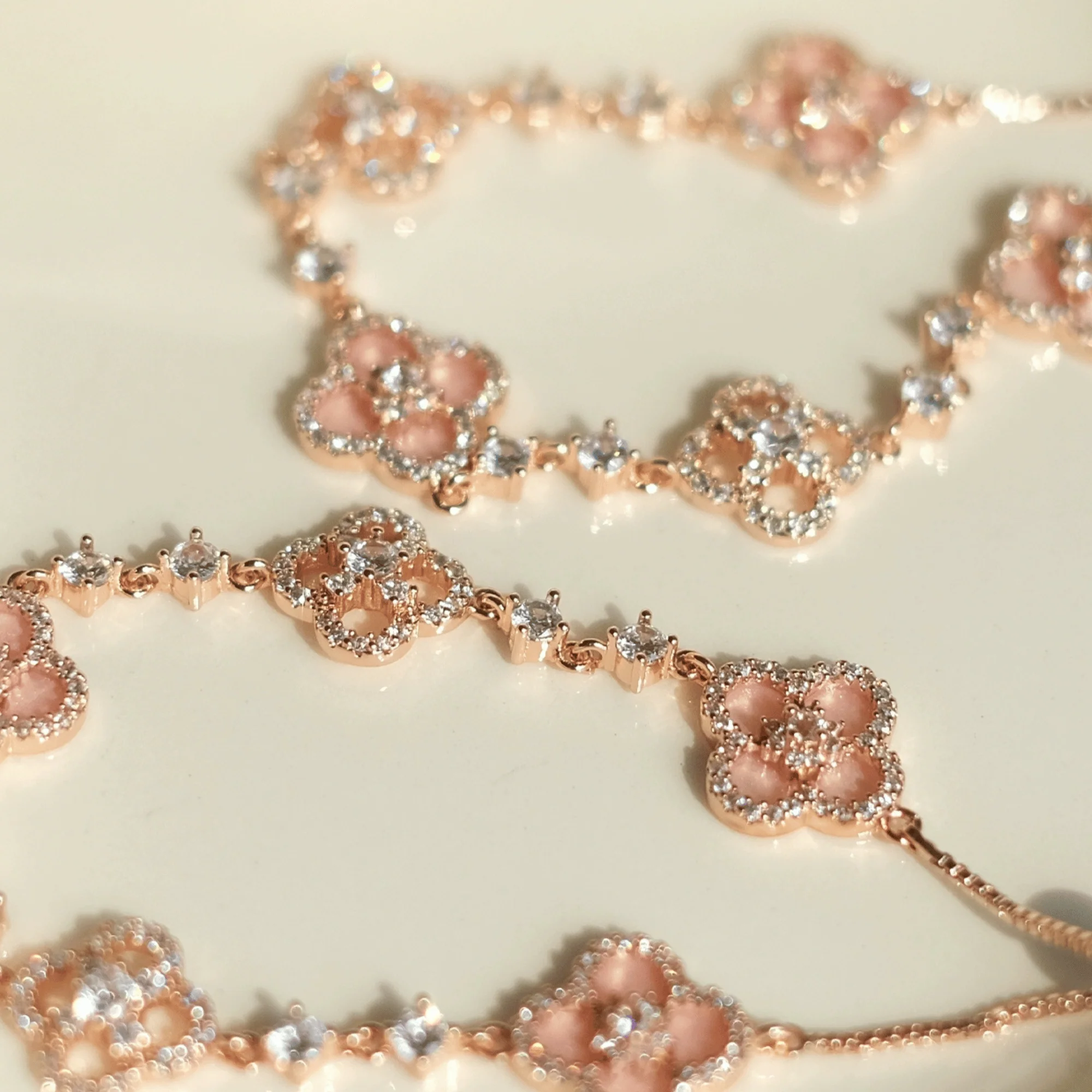 "Spring Blossom Promise" Pink Clover Mother-of-Pearl Jewelry Set | Necklace, Bracelet, Ring, 925 Sterling Silver - Image 11