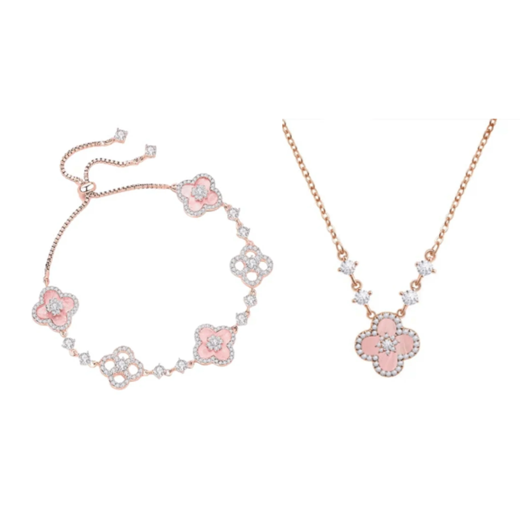 "Spring Blossom Promise" Pink Clover Mother-of-Pearl Jewelry Set | Necklace, Bracelet, Ring, 925 Sterling Silver - Image 16