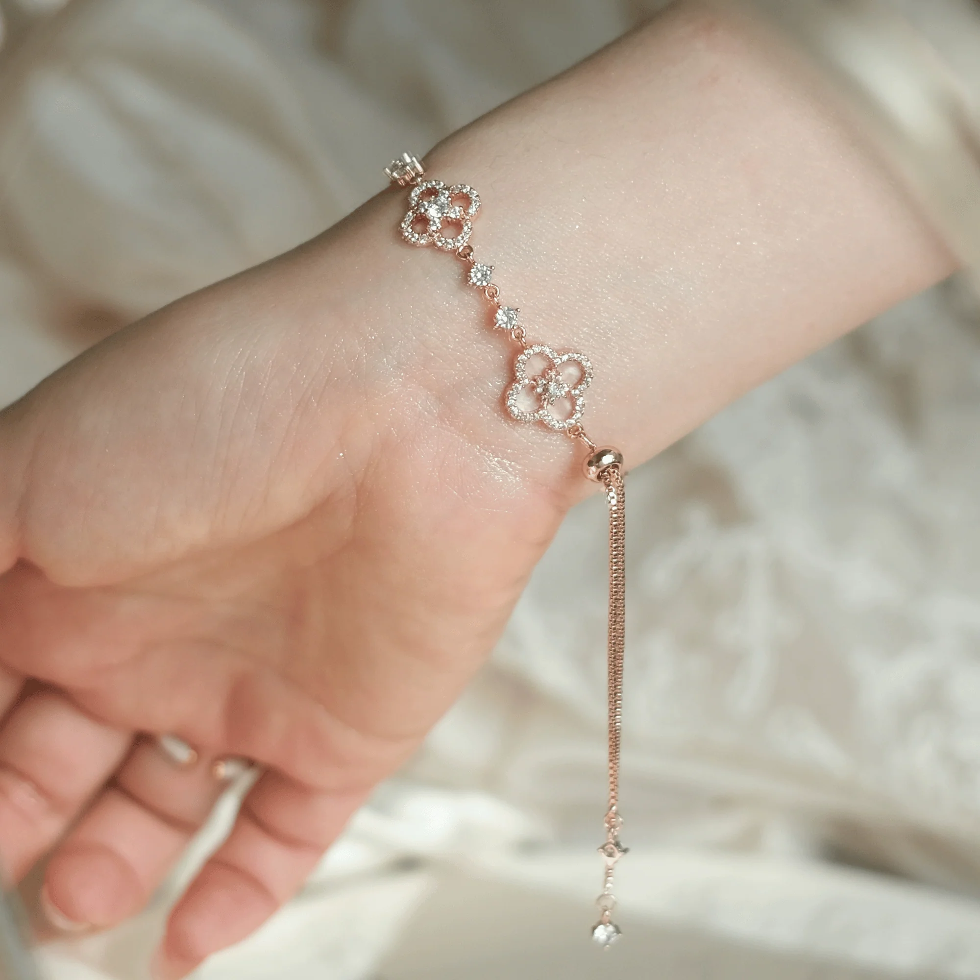 "Spring Blossom Promise" Pink Clover Mother-of-Pearl Jewelry Set | Necklace, Bracelet, Ring, 925 Sterling Silver - Image 3