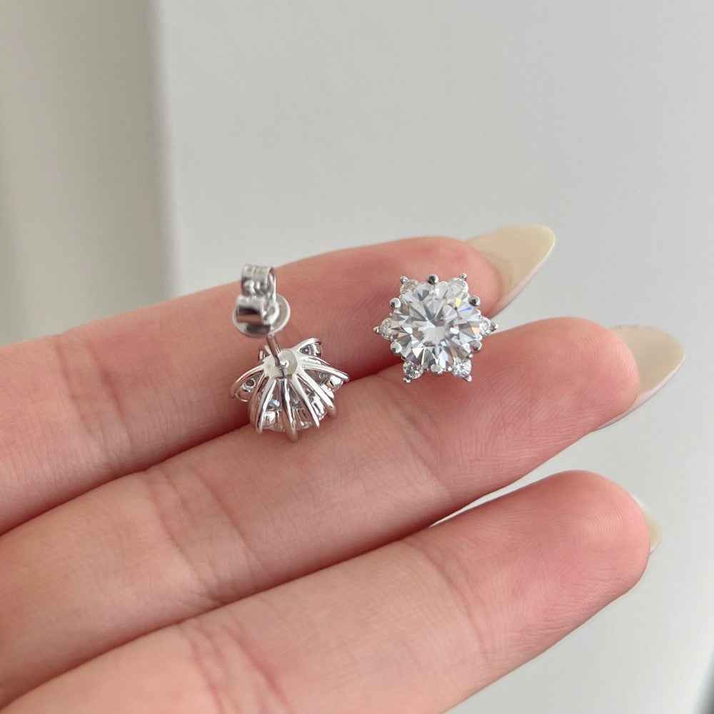 “Starlight Crown” 925 Sterling Silver Moissanite Stud Earrings - Image 3