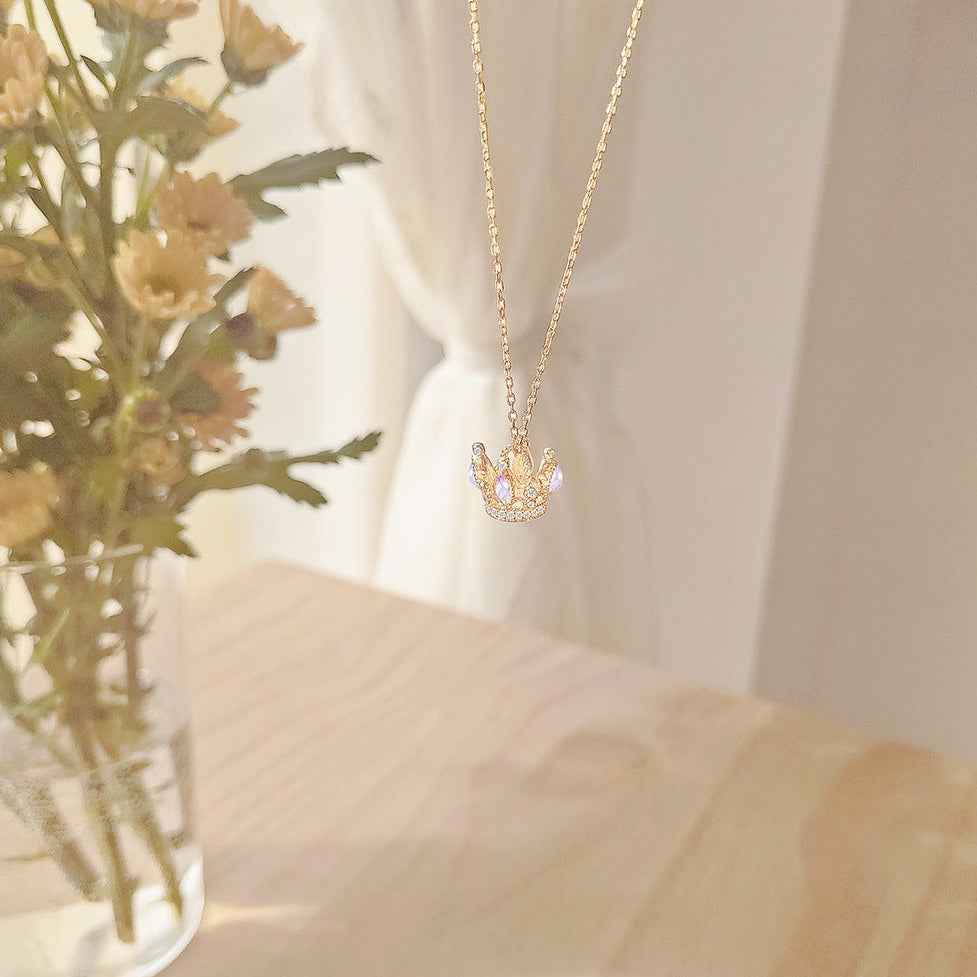 “Starlit Crown” 925 Sterling Silver Crystal Crown Necklace & Adjustable Ring Set - Image 5