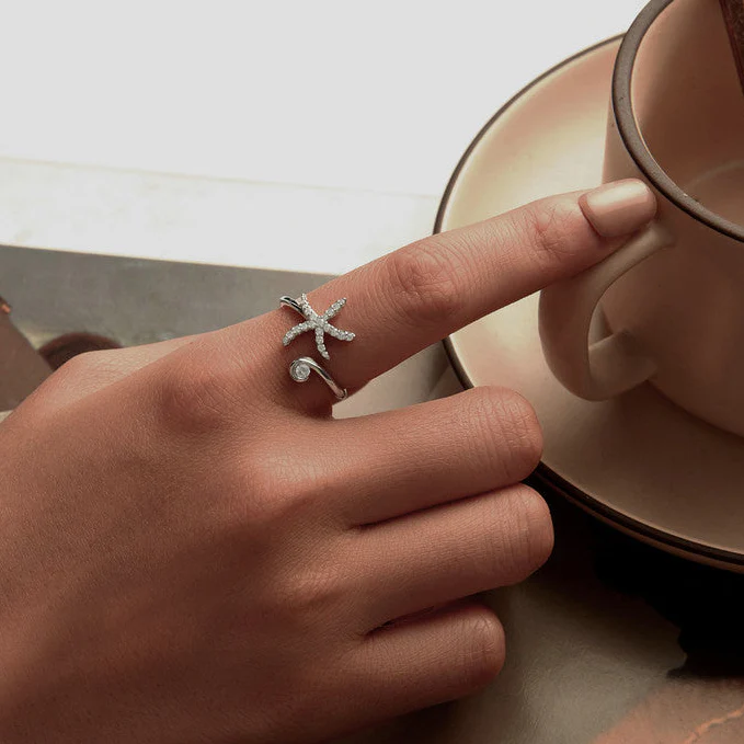 “Starlit Tide” S925 Sterling Silver Open Ring - Image 2
