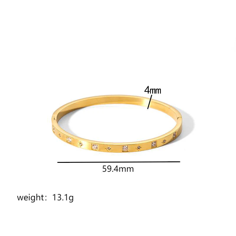 Stellar Line 18K Gold-Plated Stainless Steel Zircon Bangle - Image 12