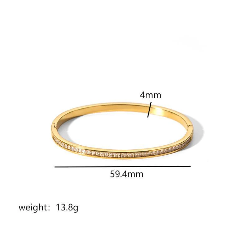Stellar Line 18K Gold-Plated Stainless Steel Zircon Bangle - Image 15
