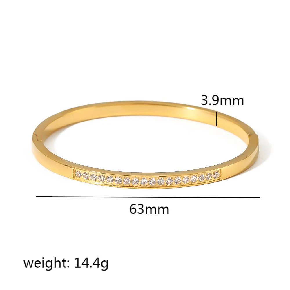 Stellar Line 18K Gold-Plated Stainless Steel Zircon Bangle - Image 21