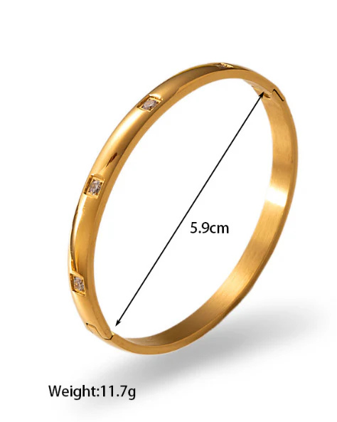 Stellar Line 18K Gold-Plated Stainless Steel Zircon Bangle - Image 28