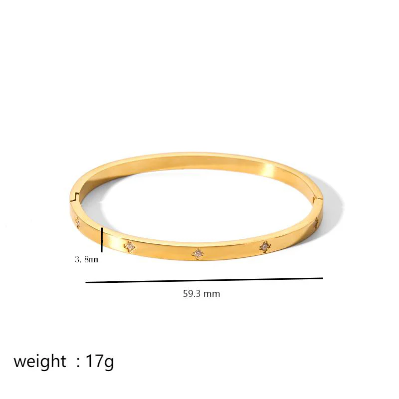 Stellar Line 18K Gold-Plated Stainless Steel Zircon Bangle - Image 5