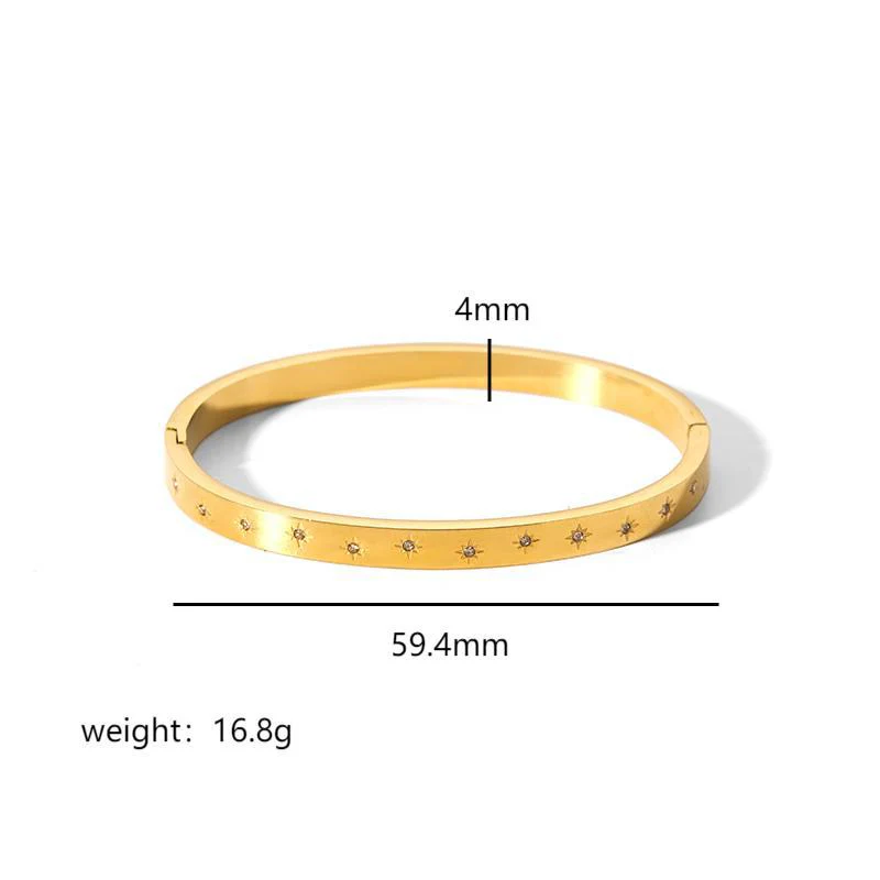 Stellar Line 18K Gold-Plated Stainless Steel Zircon Bangle - Image 6