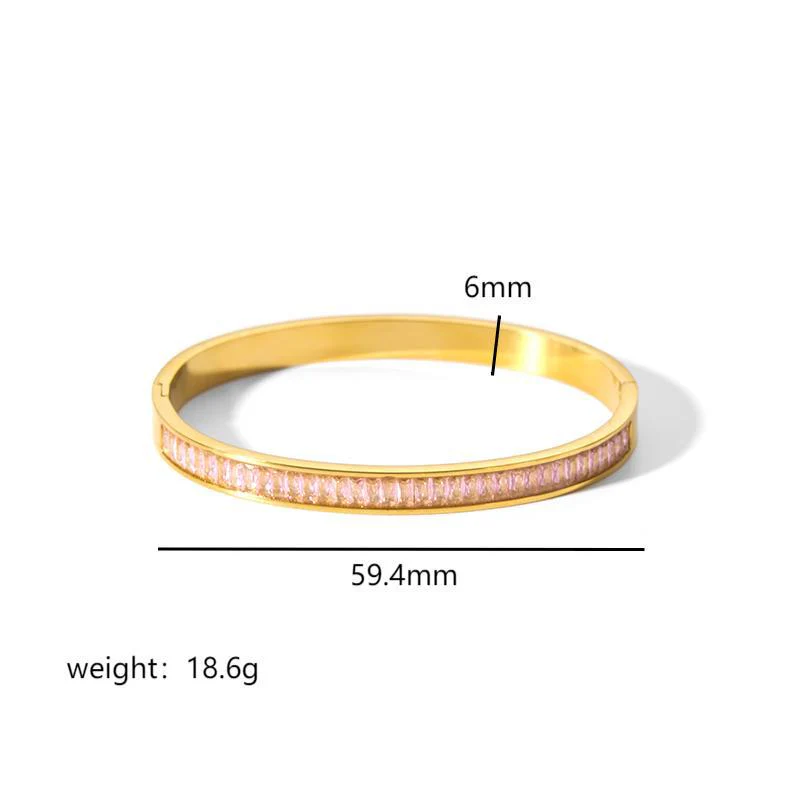 Stellar Line 18K Gold-Plated Stainless Steel Zircon Bangle - Image 8