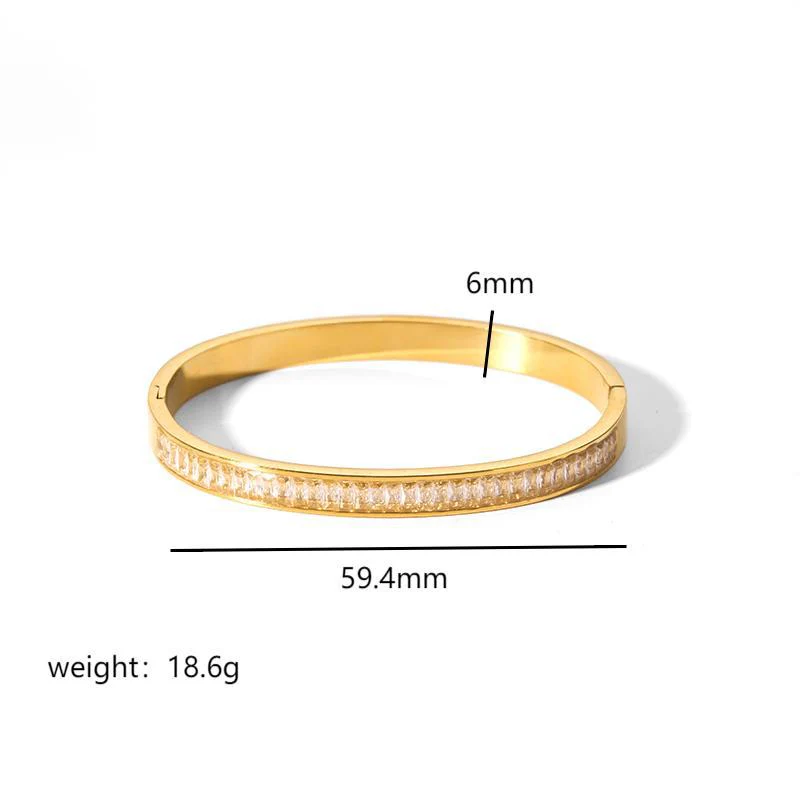 Stellar Line 18K Gold-Plated Stainless Steel Zircon Bangle - Image 9
