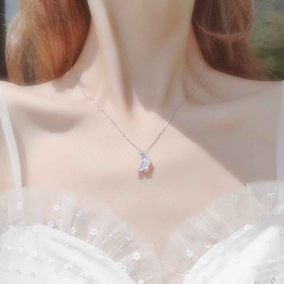 “Stellar Whisper” 925 Sterling Silver Moon & Star Color-Shift Necklace - Image 2