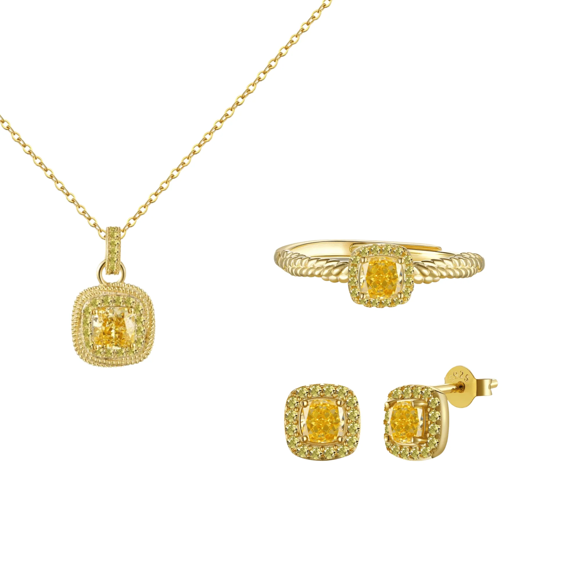 “Sugar Éclat” S925 Sterling Silver 8A Iced Zircon Jewelry Set - Image 3