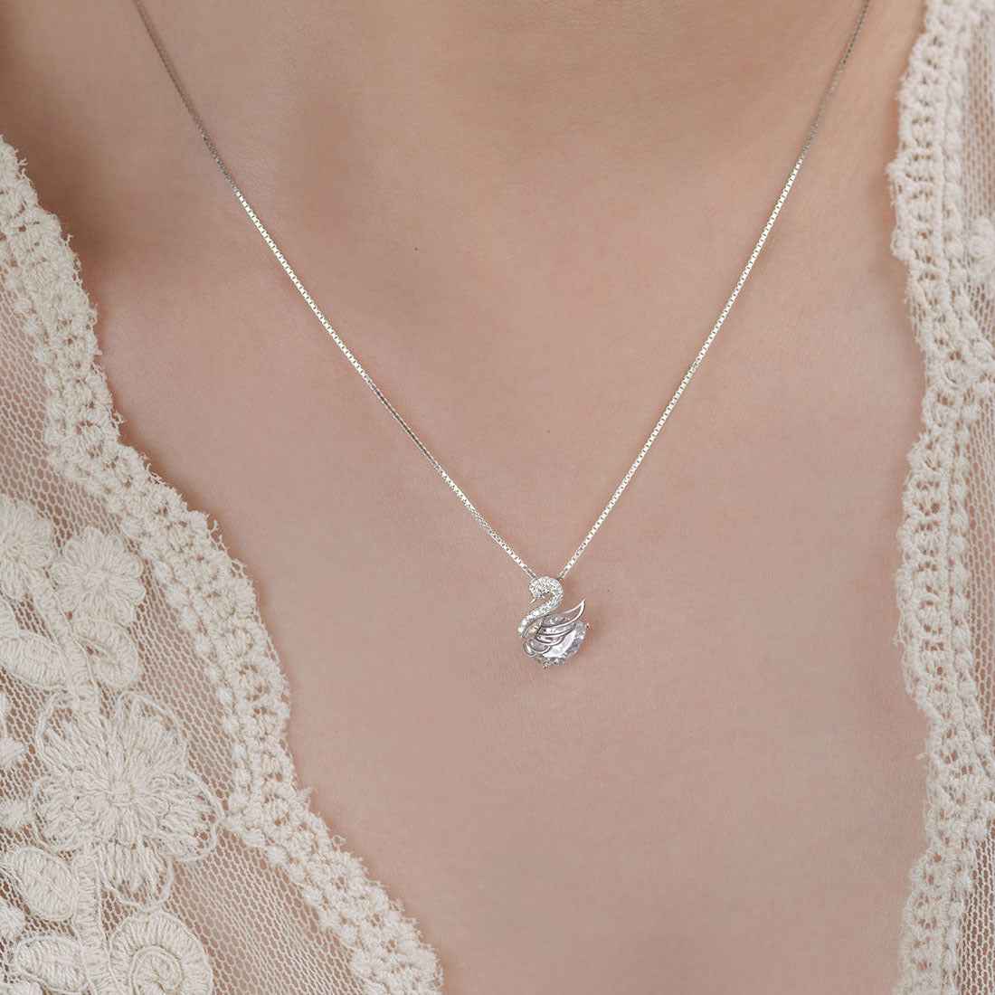 “Swan Étoile” S925 Sterling Silver Swan Necklace - Image 2