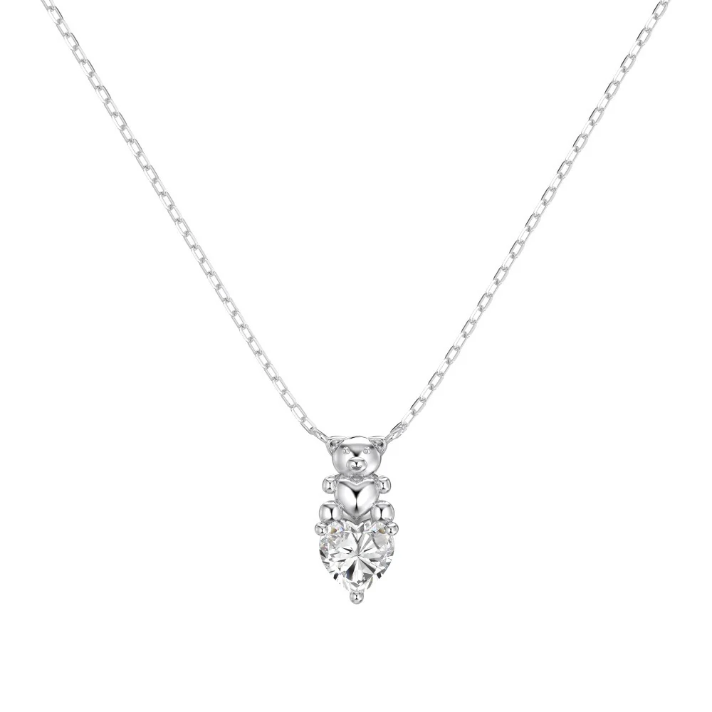 “Sweet Bear Spark” 925 Sterling Silver 5A Cubic Zirconia Necklace & Stud Earrings Set - Image 3