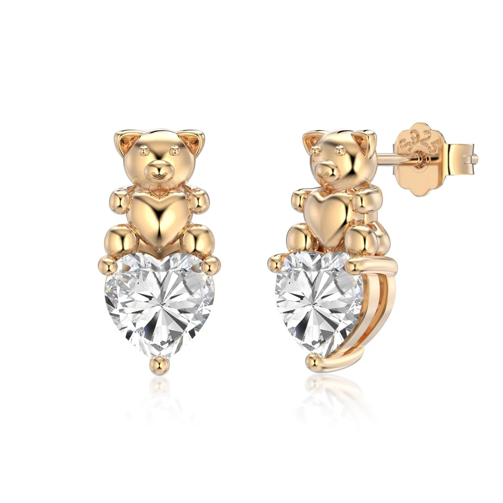 “Sweet Bear Spark” 925 Sterling Silver 5A Cubic Zirconia Necklace & Stud Earrings Set - Image 6