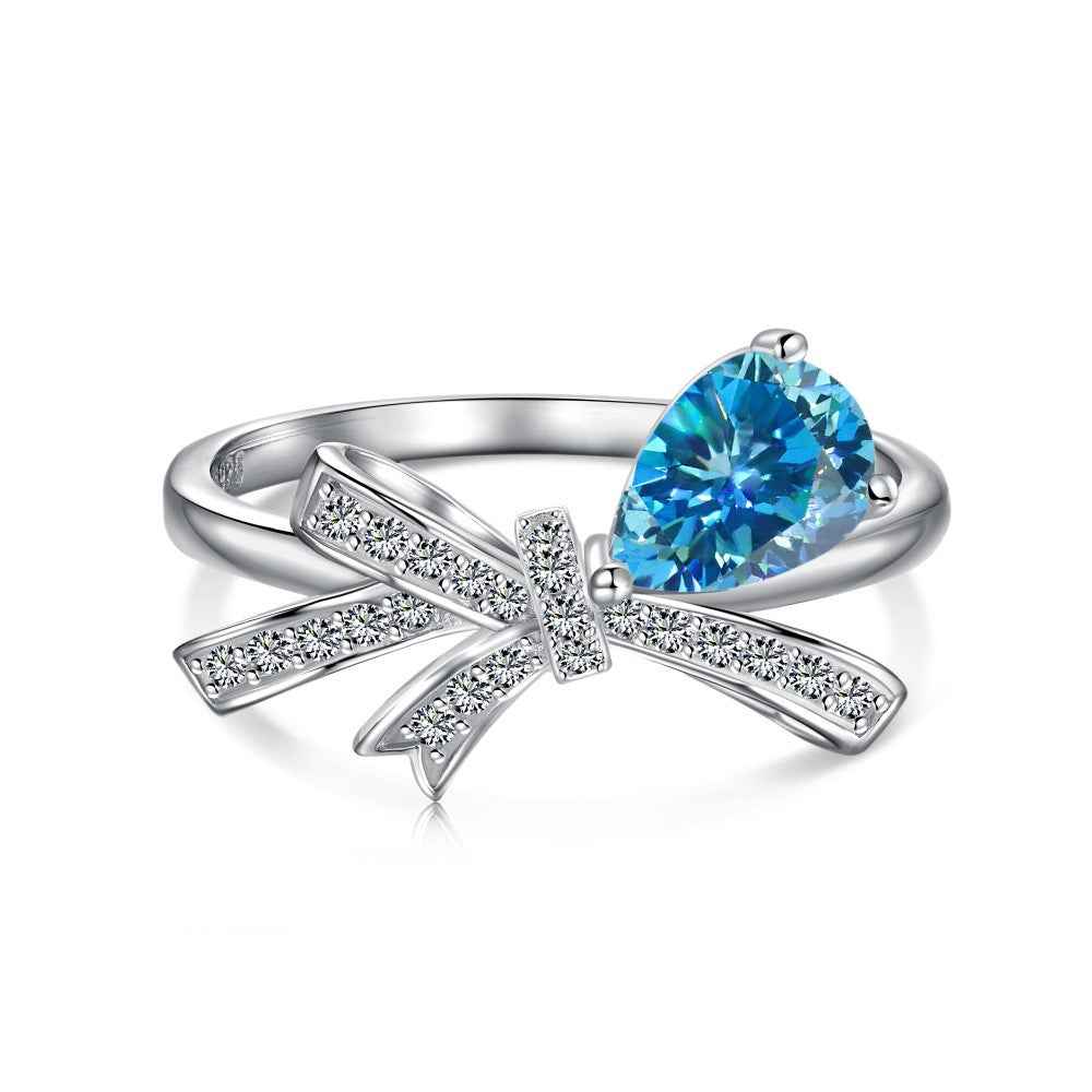 "Sweet Bowdrop" 925 Sterling Silver Teardrop Zircon Ring - Image 3