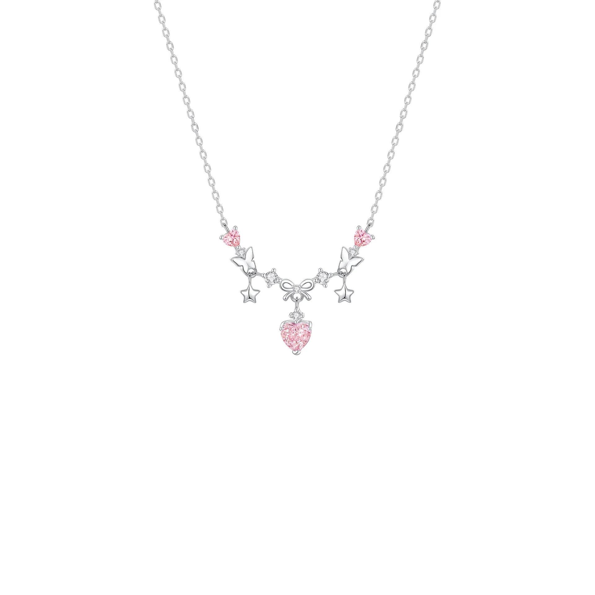 "Sweetheart Party" 925 Sterling Silver Bow Necklace