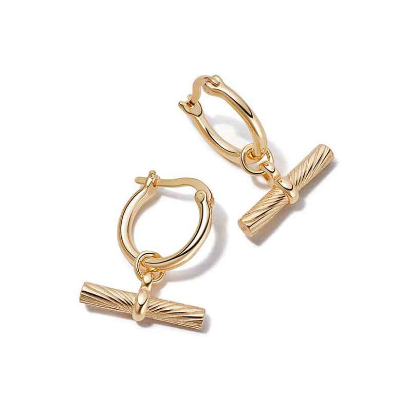 “T-Bar Chic” 925 Sterling Silver Minimalist T-Design Hoop Earrings - Image 3