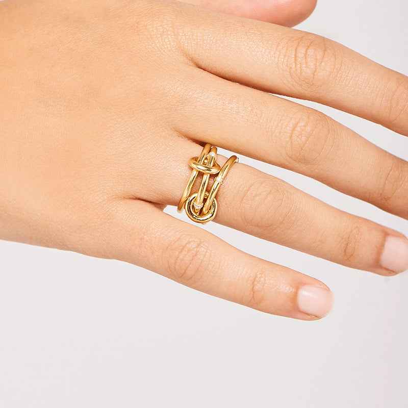 "Triple Halo" 925 Sterling Silver Linked-Rings Zircon Band - Image 2