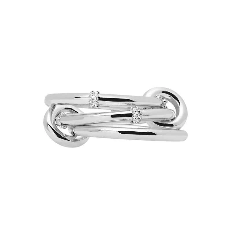 "Triple Halo" 925 Sterling Silver Linked-Rings Zircon Band - Image 4