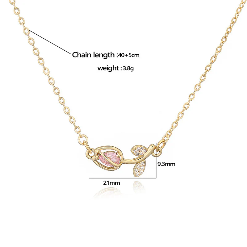 Tulip Éclat Brass Genuine Gold-Plated 3A Zircon Floral Necklace & Ring Set - Image 8