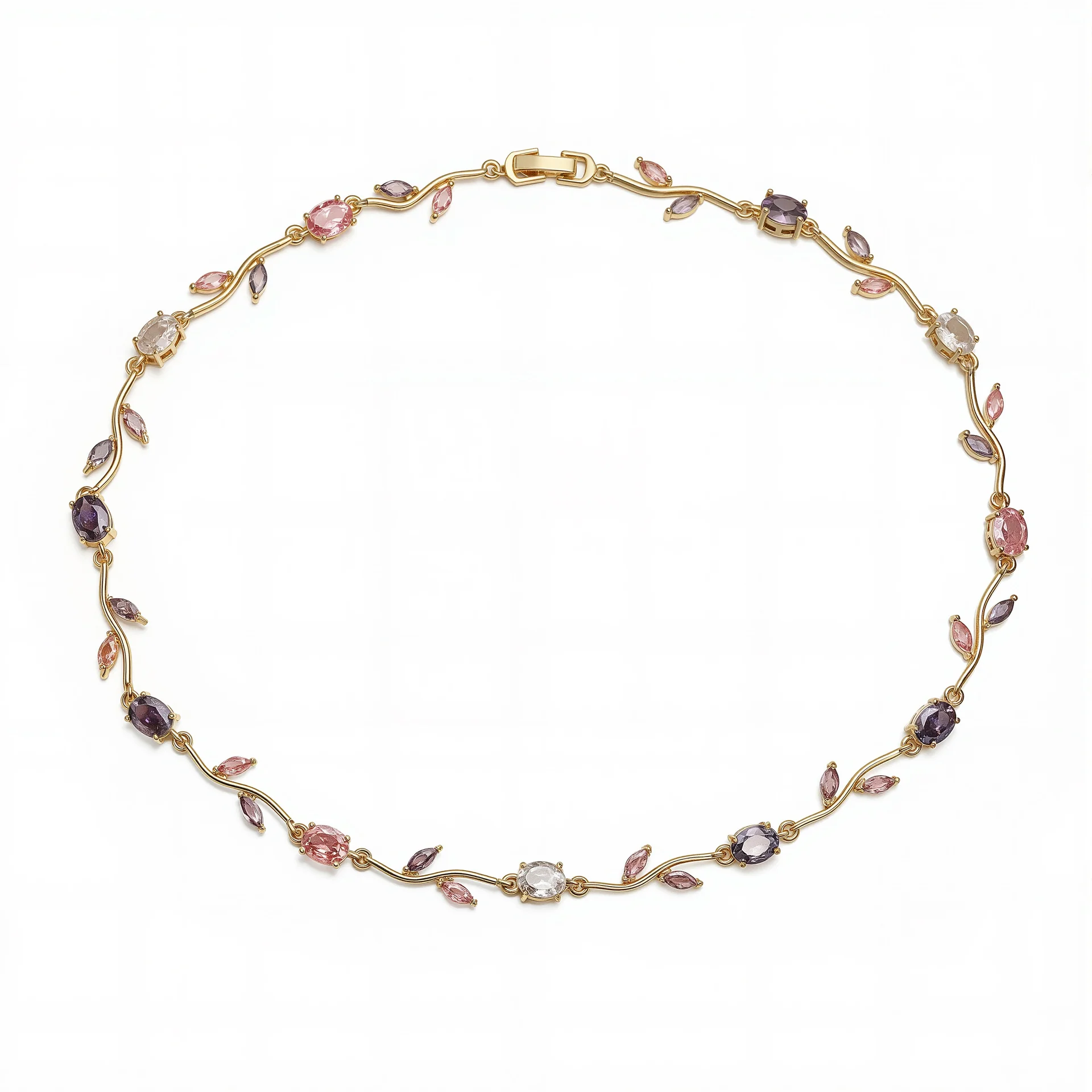 Tulip Reverie Gold-Plated Brass Multicolor Zircon Necklace / Bracelet - Image 7