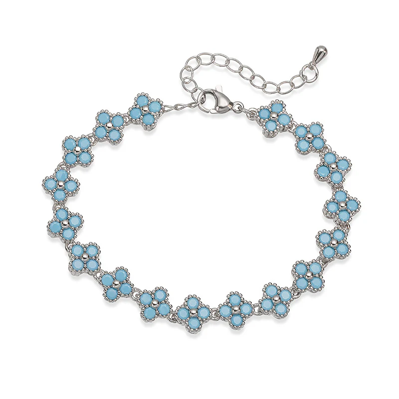 Turquoise Clover Grace Brass Genuine Gold-Plated Turquoise Floral Necklace & Bracelet Set - Image 5