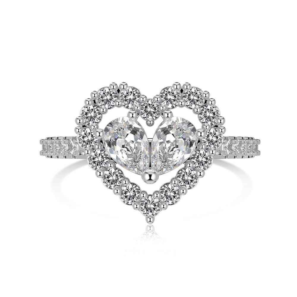 "Twin Hearts" 925 Sterling Silver Heart-Cut Zircon Jewelry Set - Image 8