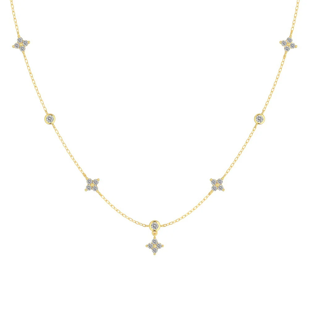 “Twinkle Clover” S925 Sterling Silver Dainty Clover Necklace - Image 3