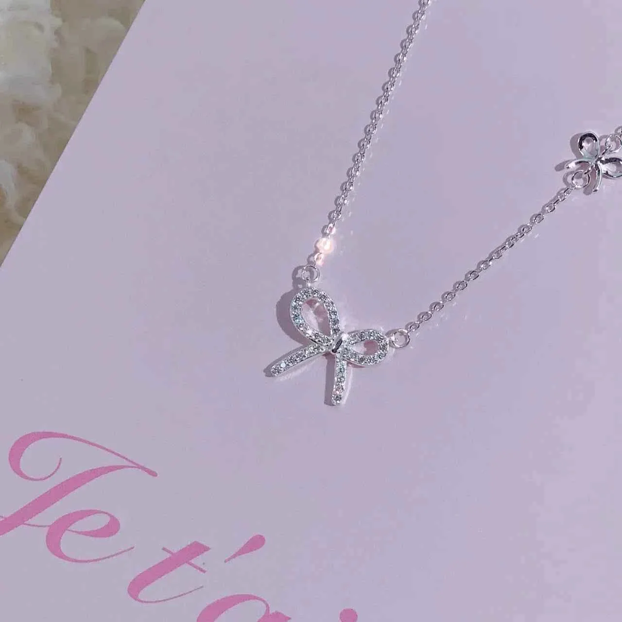 "Ultra-Glam Bow" 925 Sterling Silver Bow Necklace with 5A Zircon – Luxe, Dainty, Statement - Image 4