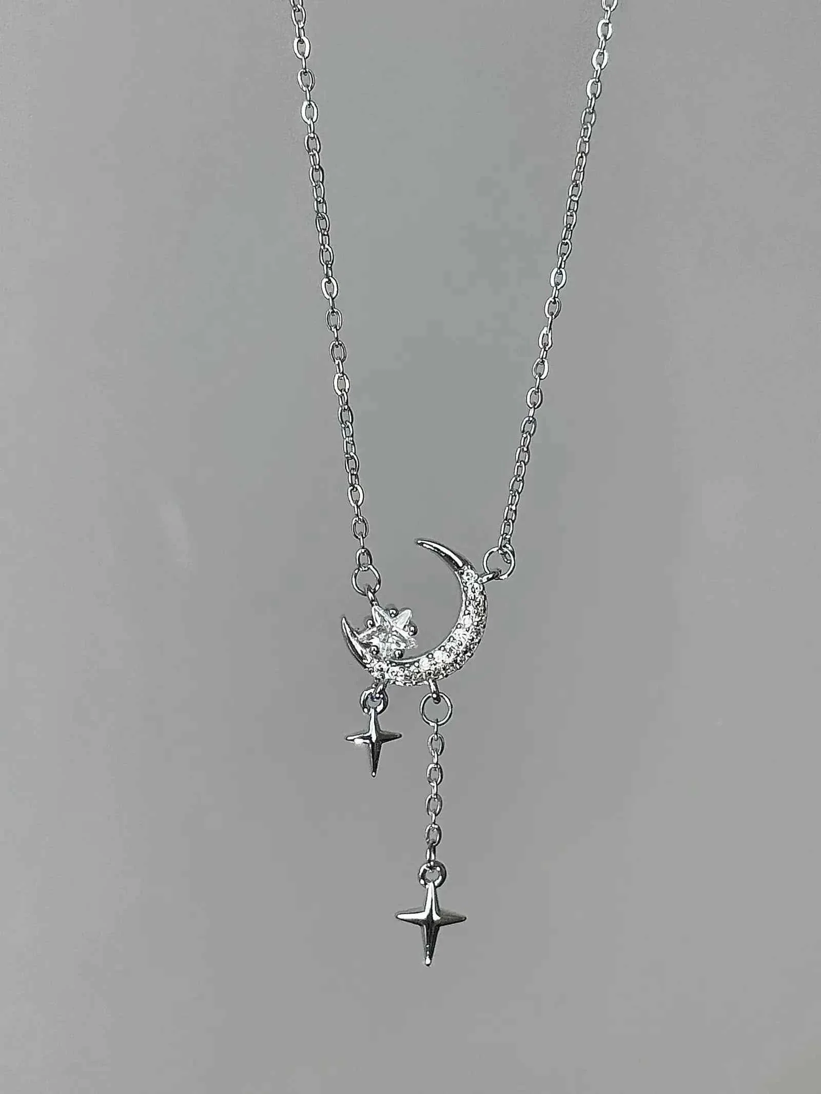 "Under the Starlight" 999 Silver Star and Moon Necklace - Romantic, Chic, and Unique - Image 2