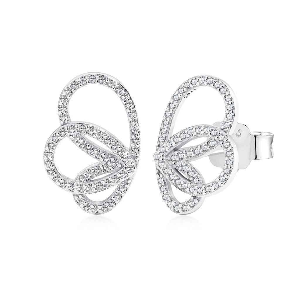 “Velora Wings” 925 Sterling Silver Pavé Butterfly Stud Earrings