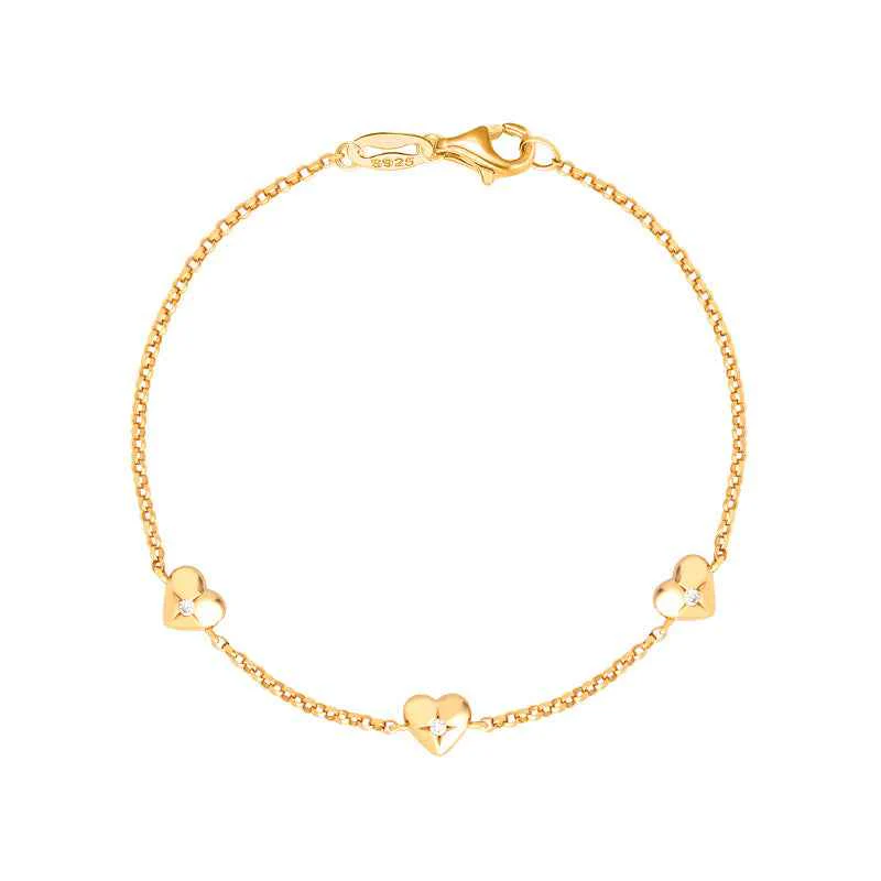 “Velour Hearts” 925 Sterling Silver Mini Heart Bracelet