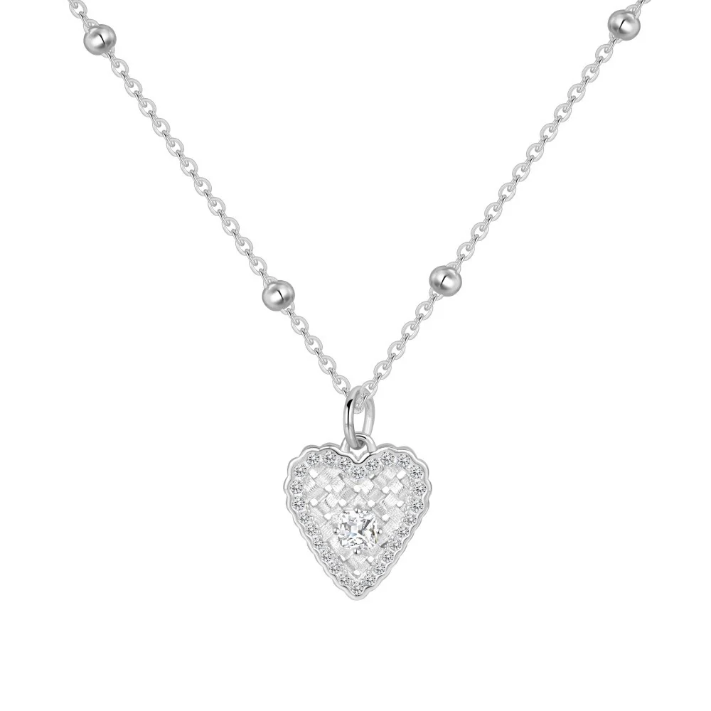“Velvet Heart” S925 Sterling Silver Woven Heart Necklace - Image 5
